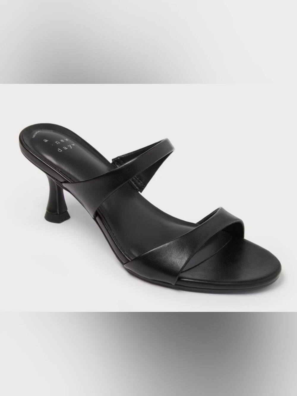 A New Day Black leather Mule Sandals. Memory Foam Size 9 ($35)